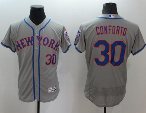 Mets #30 Michael Conforto Grey Flexbase Authentic Collection Stitched MLB Jersey - Click Image to Close